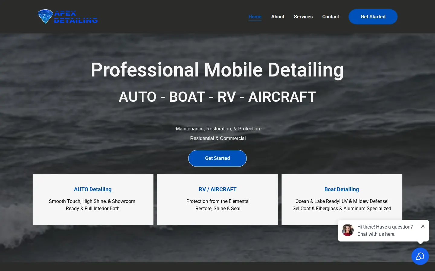 Apex Detailing homepage, Professional Mobile Detailing